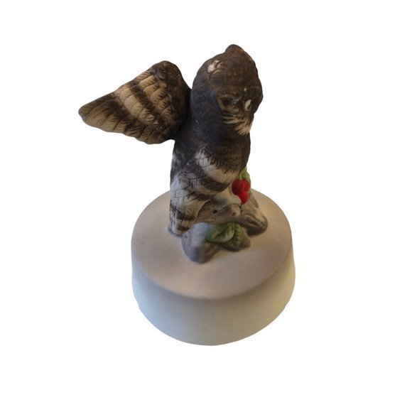 Vintage Porcelain Musical Owl Rotating Music Box Working - Picture 3 of 4
